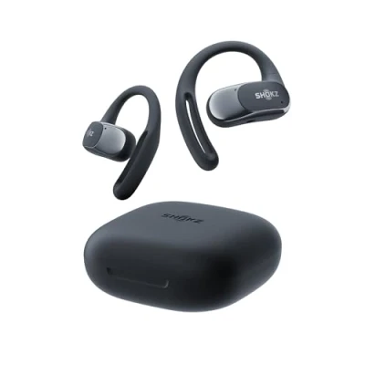 Imagen de SHOKZ Auriculares Open Ear OpenFit Air, Bluetooth inalámbricos con Micro, Carga rápida, Tiempo de reproducción 28h, IP54 Resistencia al Agua para Entrenamiento, Negro