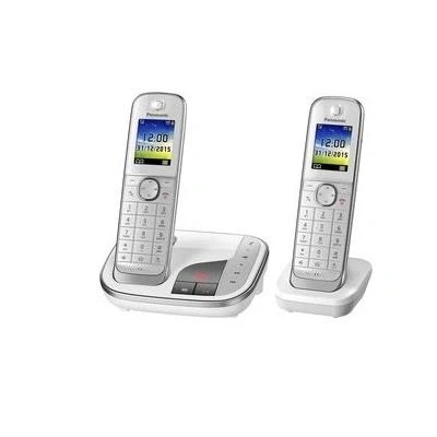 Imagen de Panasonic KX TGJ322 Teléfono (Teléfono DECT, Altavoz, 250 entradas, Identificador de Llamadas, Servicios Mensajes Cortos (SMS), Negro/Blanco) [versión importada]