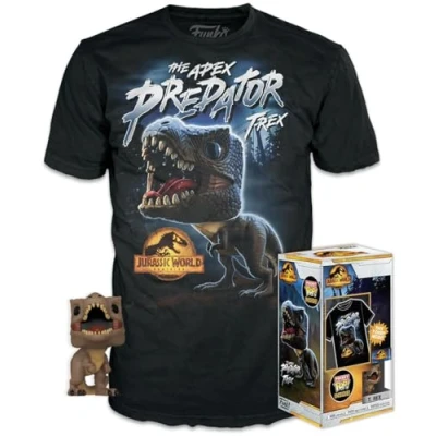 Imagen de Funko Pocket Pop! &amp; tee: Arcadia Trex Small (S) Jurassic World Camiseta, Franela Ropa con Minifigura de Vinilo Coleccionable Idea Regalo Juguetes y Camiseta Manga Corta Hombres