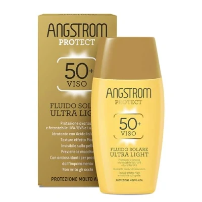 Imagen de Angstrom Protect Fluido solar para cara Ultra Light UPF 50+, fotoestable UVA/UVB y luz azul/HEV, con ácido hialurónico, 40 ml