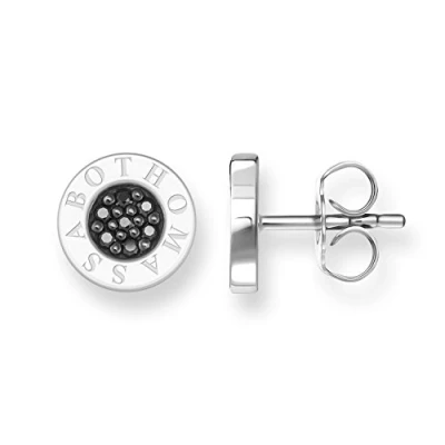 Imagen de Thomas SABO Classic PAVÉ Schwarz Pendientes, Mujer, Talla: One Size, Silver coloured, black