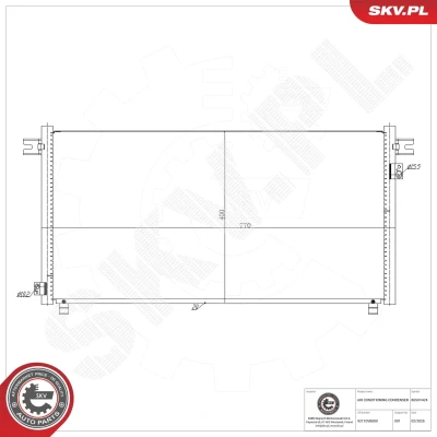 Imagen de ESEN SKV 86SKV424 Condensador sin secador Aluminio 770mm NISSAN: Patrol GR V SUV (Y61) 3.0 DTi, 2.8 TDiC, TD 1997 2000