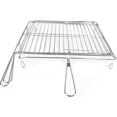 Imagen de ALGON Parrilla BBQ Giratoria Cromada 40x45cm, Rejilla para Barbacoa de Carbón, Accesorio Portátil Barbecue y Grill, Compatible con Barbacoas Leña