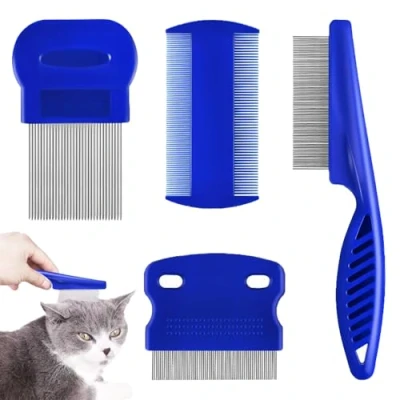 Imagen de 4 Piezas Peine Anti Pulga Perros y Gatos, Antipulgas para Peines Piojos, Pulgas de Gato Dientes Finos, Doble Cara