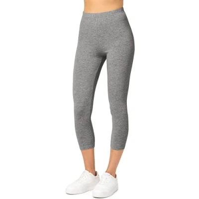 Imagen de Merry Style Leggins Deportivos para Mujer Pantalones Piratas Suaves Elásticos Leggings de Algodón 3/4 Mallas Confortables MS10 199 (Melange Medio,S)