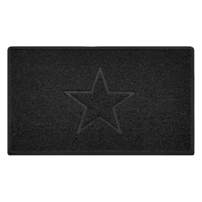 Imagen de Nicoman Estrella Felpudo Logotipo en Relieve Rizos de Vinilo Entrada Bienvenido Lavable Alfombra (Usar Interiores y Exteriores), Medio (75x44cm), Negro