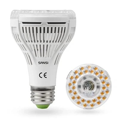 Imagen de SANSI Lampara de Plantas, Bombilla Crecimiento LED 15W E27, Luz Plantas Interior Espectro Completo, Tecnológico COC, Ángulo Haz 60, PPF 27 μmol/s, Cobertura Vegetal: 2x2 Sq Ft
