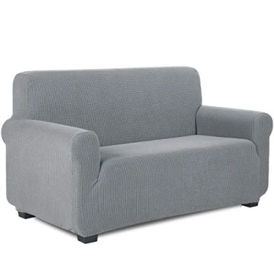 Imagen de TIANSHU Funda Elástica para sofá, Sofa 2 Plaza, Ajustables Fundas Elasticas, Proteger el de Sofá con Reposabrazos Antideslizante Antimanchas Lavable (Gris Claro)