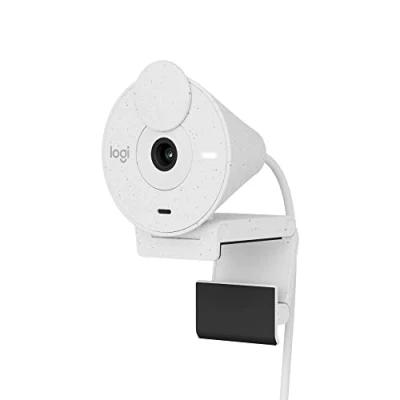 Imagen de Logitech Brio 300 Full HD Webcam, obturador de privacidad, micrófono con reducción ruido, USB C, certificada Zoom, Microsoft Teams, Google Meet, corrección automática luz, Streaming Blanco