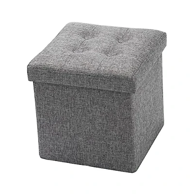 Imagen de Oak &amp; Tea Banco de Almacenamiento otomano Plegable Acolchado con Tapa, Taburete para Juguetes niños, Dormitorio, Pasillo, Sala Estar, Gris, 30 x cm