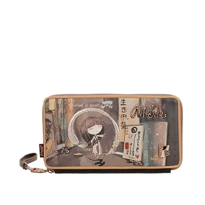 Imagen de Anekke Billetero Grande de Mujer Protección RFID Billetera Polipiel con Cierre Lengüeta Shoen Accesorios y Complementos Medidas 19x10x2 cm
