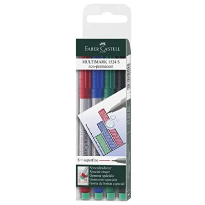 Imagen de Faber Castell 152404 Rotuladores no permanentes (0.4 millimeters, trazo extrafino), paquete de 4