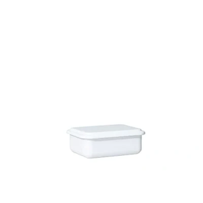 Imagen de Riess, 0411 033, recipiente de almacenamiento con tapa, 15x11x5cm, esmaltado, diseño SERVE + STORE, BLANCO, peso 0,4kg, LWH: 15,7 x 11,7 5 cm