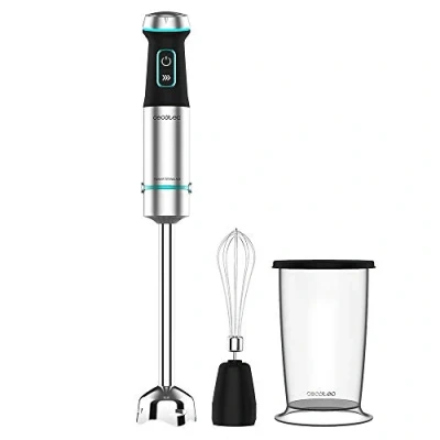 Imagen de Cecotec Batidora de mano Power TitanBlack 1200 XL Cream. W, Tecnología CrossBlades con Cuchillas 4 hojas, Pie XL, Campana antisalpicaduras, Selector velocidad, Vaso 800 ml y Varilla