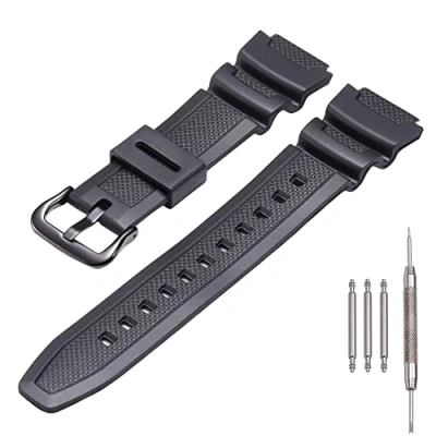 Imagen de MCXGL correa de repuesto resina natural para reloj Casio AE 1200 SGW 300H MRW 200H W 735H goma impermeable, Hebilla Negro azul, 18mm, 100%