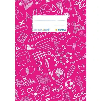Imagen de HERMA Schoolydoo 19420 fundas para cuadernos A5, color rosa, 10 unidades, con etiqueta, de película polipropileno duradera y lavable, juego escolares, colores