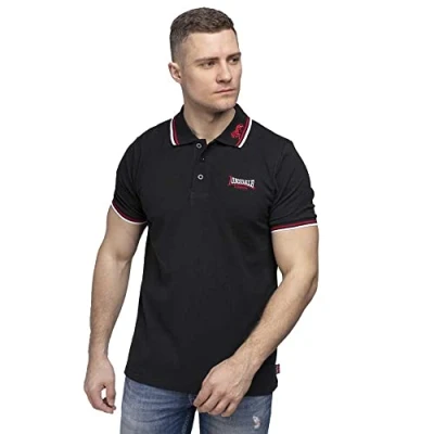 Imagen de Lonsdale LION Polo, Hombre, Talla: Large, Black/dark red/white