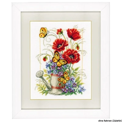 Imagen de Vervaco Kit para Punto de Cruz, diseño Flores, regadera, Multicolor