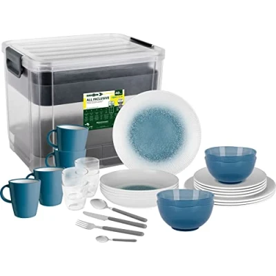 Imagen de Brunner 0830150N.C1X Juego de platos, vasos, cuencos, tazas irrompibles melamina Stonetouch 40 unidades, todo incluido Vip Meteore