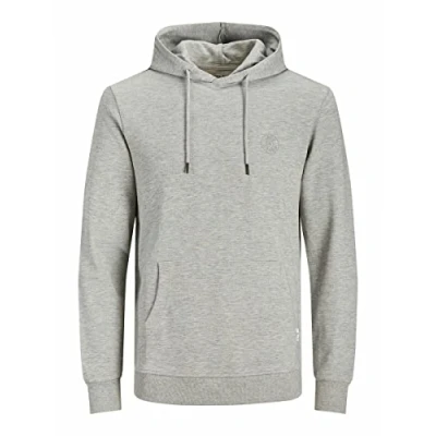Imagen de Jack &amp; Jones Mens Jjebasic Logo Sweat Hood Noos Hooded Sweatshirt, Light Grey Melange, M