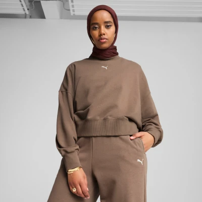 Imagen de Puma Wardrobe Overoversized CREW Sudadera, Mujer, Talla: XS, Totally taupe