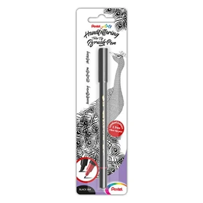 Imagen de Pentel XSFW34/1 A Twin Tip Brushpen Pincel de punta ancha y fina, ligeramente flexible, 1 unidad, color negro