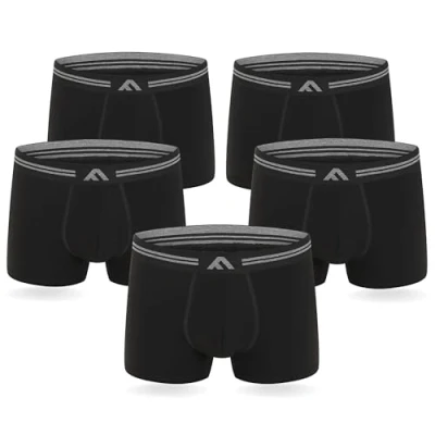 Imagen de FM London 5PACK Bamboo Super SOFT Boxer Shorts Culotte, Hombre, Talla: Large, Black