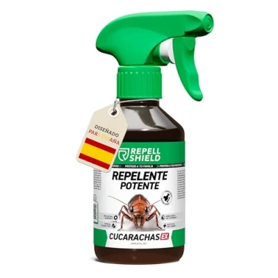 Imagen de RepellShield Spray Repelente Cucarachas Eliminar en Baño, Cocina, Ventanas, Puertas Anti Seguro para Niños y Mascotas Alternativa a Trampas Veneno Mata Cucarachas, 250ml