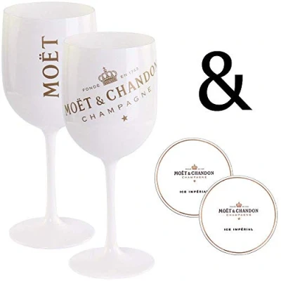 Imagen de Moët &amp; Chandon Ice Imperial Juego de 2 vasos cristal acrílico (0,45 L, incluye posavasos)