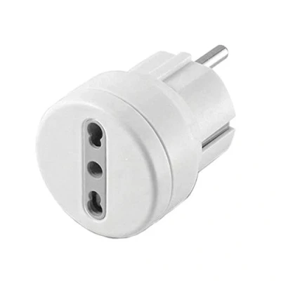 Imagen de Electraline 71047 Adaptador De Enchufe Italiano 10 / 16A, Schuko, White, color: blanco