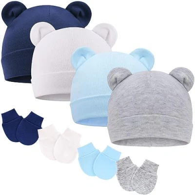 Imagen de DRESHOW Bebé Gorro y Guantes para Recién Nacido Beanie Sombrero Bebés Niños Gorros
