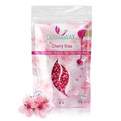Imagen de Dermawax Cherry Kiss Perlas de cera para la depilación brasileña íntima Línea del bikini Axilas espalda sin banda vellón 800g