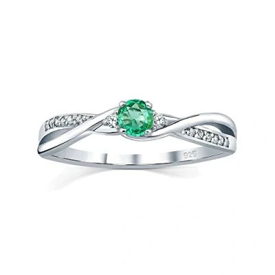 Imagen de SILVEGO JJJR1100ER Anillo para Mujer de Plata 925 con Esmeralda Verde Genuina y Circonitas