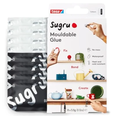 Imagen de tesa I000949 Pegamento Multiusos para fijación y fabricación Creativas, Blanco Negro
