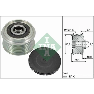 Imagen de INA 535 0026 10 Rueda Libre Alternador 36,1 se requiere herramiente especial para montaje VOLVO: XC70 I Cross Country