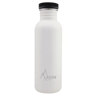 Imagen de LAKEN Botella de Agua Acero Inoxidable (0,75L Blanco) con Tapón Basic Para Niños y Adultos/Para Gimnasio Deportes Reutilizable Reciclable