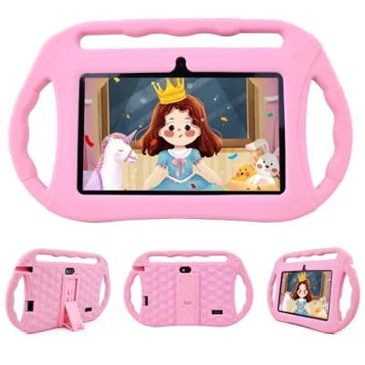 Imagen de Veidoo Android Tablet para niños, 7 Pulgadas HD Infantil, 2GB RAM 32GB ROM, WiFi, Cámara Dual con Estuche, Control Parental, Juegos Educativos, Protección Los Ojos(Rosa)