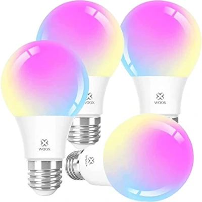 Imagen de Bombilla Inteligente LED E27 Wifi 9W Compatible Con Google Home/Alexa, RGB(2700K 6500K) Luces Colores Regulable, Control Remoto,Control De Voz, Ahorro Energético, Paquete 4