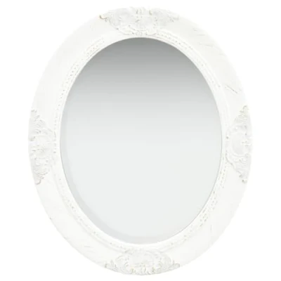 Imagen de vidaXL Espejo de Pared Estilo Barroco Rectangular Colgante Armario Baño Antiguo Retro Consumo Maquillaje Decoración Hogar Blanco 50x60 cm