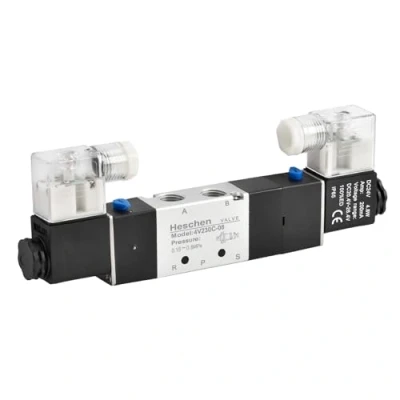 Imagen de Heschen eléctrico neumática válvula solenoide 4V230 08C 24VDC 4.8W PT1/4 5 way 3 Posición CE
