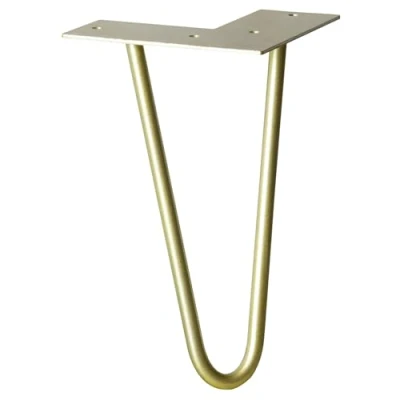 Imagen de Wagner Pata de Mueble/Pata Mesa Hairpin Leg Estilo Retro Acero Recubierto Polvo, Color Oro, 12 x 20 cm, cónica/Inclinada, Placa atornillada integrada 12822501