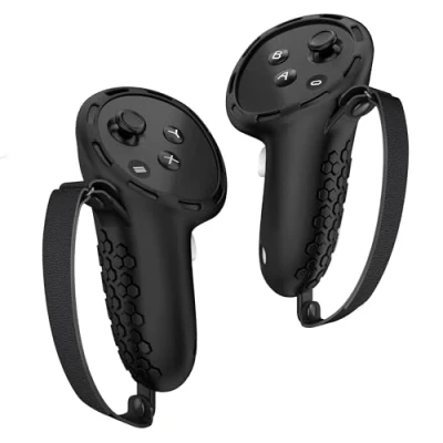 Imagen de Digicharge funda protectora de silicona para controladores Meta Quest 3S / 3 Touch mango MetaQuest VR, protección anticaídas con correa mano ajustable