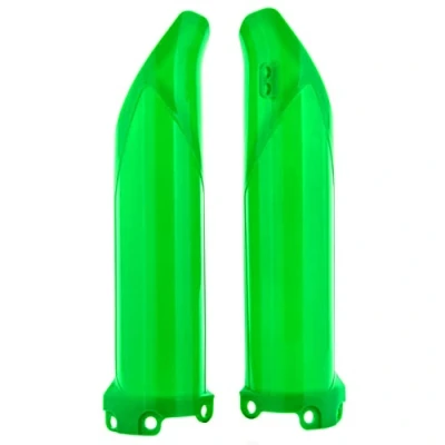 Imagen de POLISPORT 8351800005 Juego de protectores horquilla fabricado en polipropileno resistente a los impactos sin herrajes compatible con motocicletas Kawasaki color verde