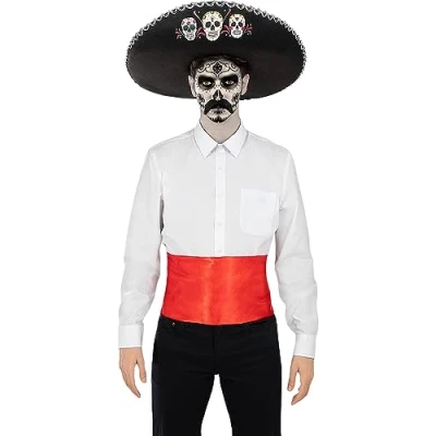 Imagen de Funidelia Se para hombre Calavera mexicana Disfraz adultos y divertidos accesorios Fiestas, Carnaval Halloween Negro