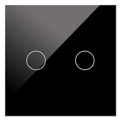 Imagen de WESA Doble conmutado Táctil de cristal Negro empotrable, Caja con pantalla táctil, material montaje y indicador LED, FCM 05 B