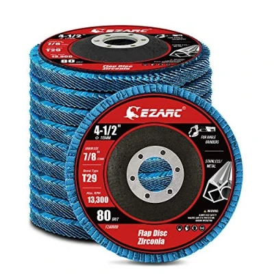 Imagen de EZARC Disco de Láminas Ø 115mm x 22 mm, 10 Piezas Grano 80 Discos Abrasivos Profesionales para Metal o Madera Amoladora Angular