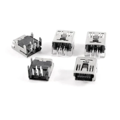 Imagen de sourcing Map 5 unids Mini USB Tipo B Hembra Conector de Pines ángulo Recto Dip Jack