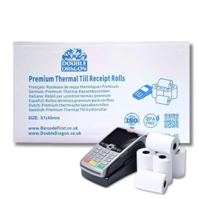 Imagen de Double Dragon 2 lagige 76mm x Carbonless Papierrollen, nicht thermisch, für Küchenprinter, Nadeldrucker, thermische Registrierkassen, Druckrechner und Quittungsdrucker Box mit 20 Rollen