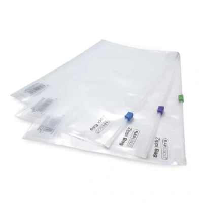 Imagen de Rapesco 0796 Bolsa Zipper con Cremallera de Plástico, A4+, Transparente, Paquete 25