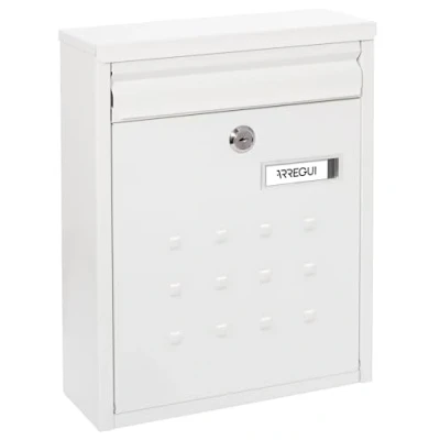 Imagen de Arregui Buzón Exterior de Acero, Correo Individual, Pared Mediano, Agrupable, Fondo Estrecho, Fácil Instalar, Blanco, Tamaño M (DIN A4) 32 x 25 8cm